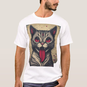 Schelmische Katze: Ein Vintage-Popkultur-Katzen-T- T-Shirt