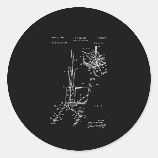 Schema des Skiliftstuhls Runder Aufkleber (Vorderseite)