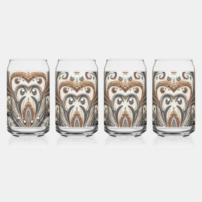 Schéma floral brillant avec pierre de gemme (Gauche)