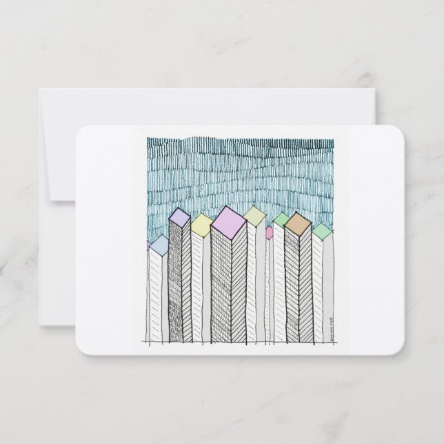 Schematische Wolkenkratzer Mitteilungskarte (Vorderseite)