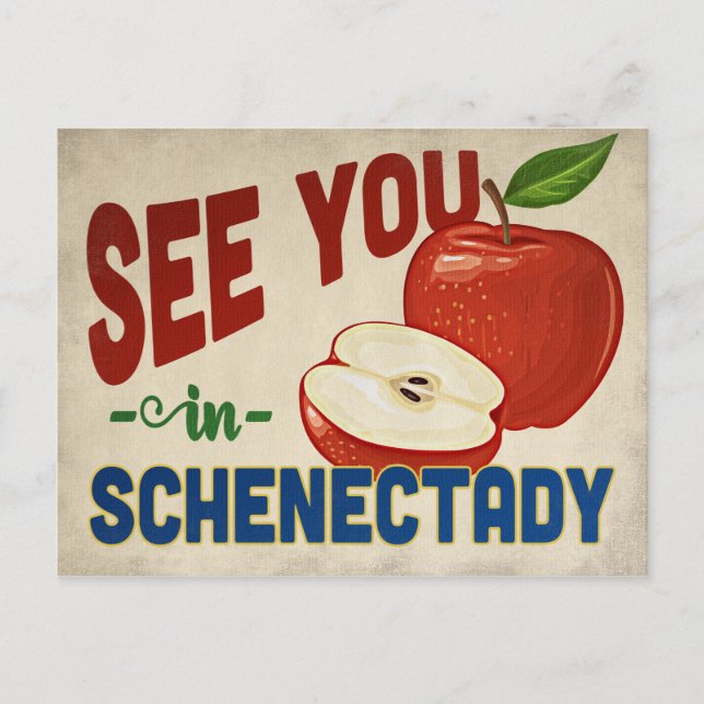 Schenectady New York Apple - Vintage Travel Postkarte (Vorderseite)
