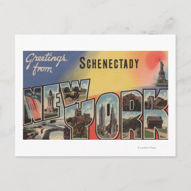Schenectady, New York - Große Briefszenen Postkarte (Vorderseite)