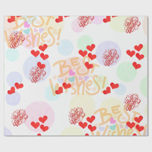 Schenkpapier "Best Wishes" -Herzen & Pastellfarben Geschenkpapier