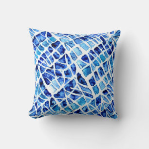 Scherben Aquarell indigoblau abstraktes Muster Kissen