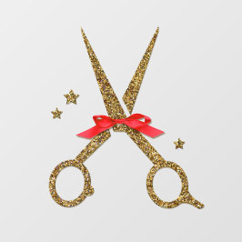 Schere aus goldenem Glitzer - Friseur Stylist Fensteraufkleber