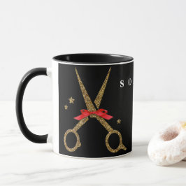 Schere aus goldenem Glitzer - Friseursalon Stylist Tasse
