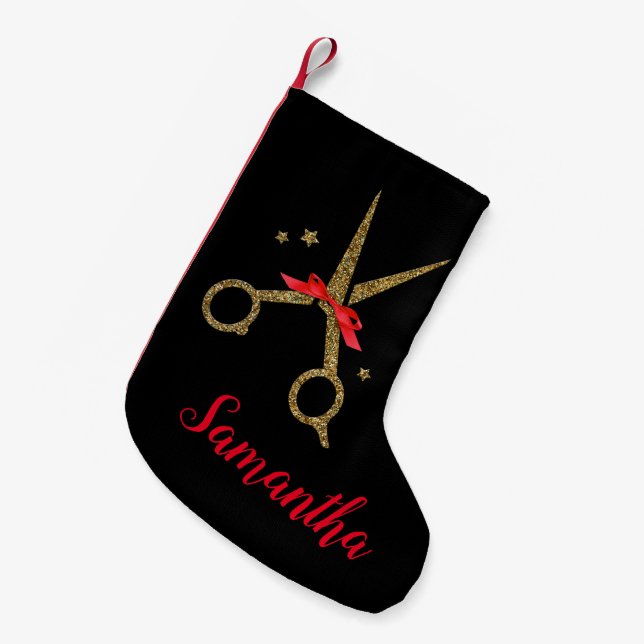 Schere aus goldenem Glitzer - Haarstil - Kleiner Weihnachtsstrumpf (Vorderansicht (hängend))