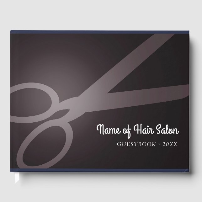 Schere | Dunkelbraun und weiß | Hair Salon Gästebuch (Vorderseite)