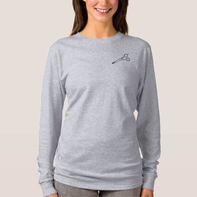 Schere-Friseur-Friseur-Salon-Grau-T - Shirt (Vorderseite)