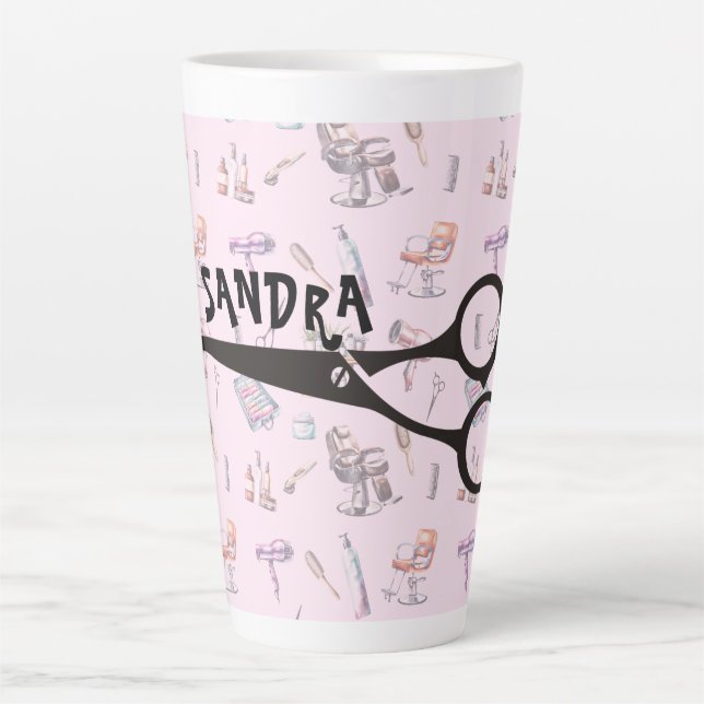 Schere Friseur Stylist Personalisiert Milchtasse (Vorderseite)