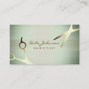 Schere Haar Stylist Gold Glitzer Salon Linen Visitenkarte