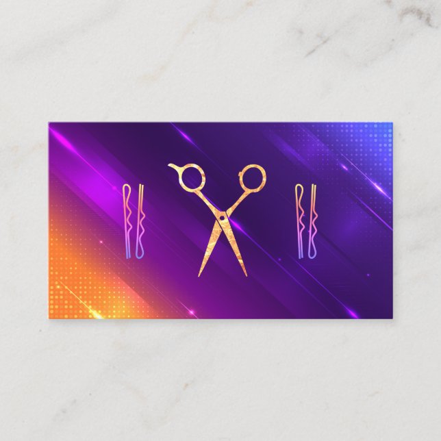 Schere | Haarnadeln | Moderne Hair Stylist Terminkarte (Vorderseite)