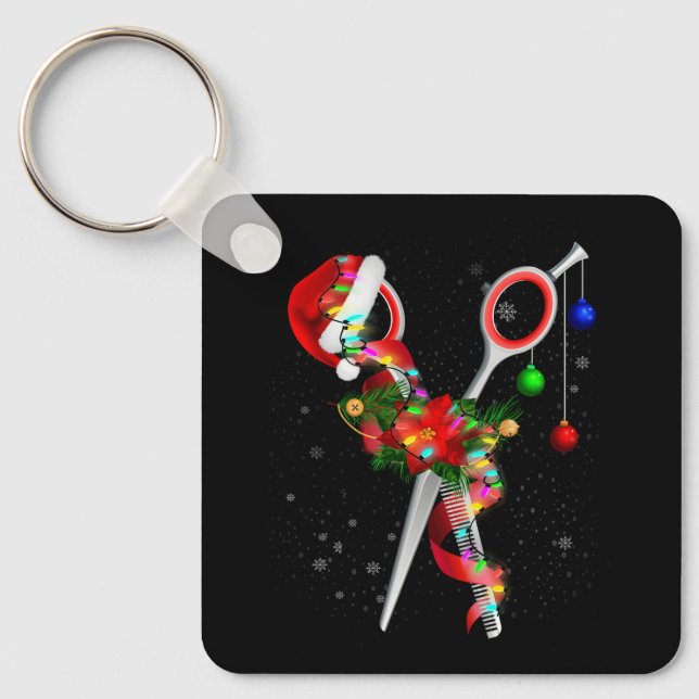 Schere Haarstylist Weihnachtsmann Weihnachtsmann C Schlüsselanhänger (Vorderseite)