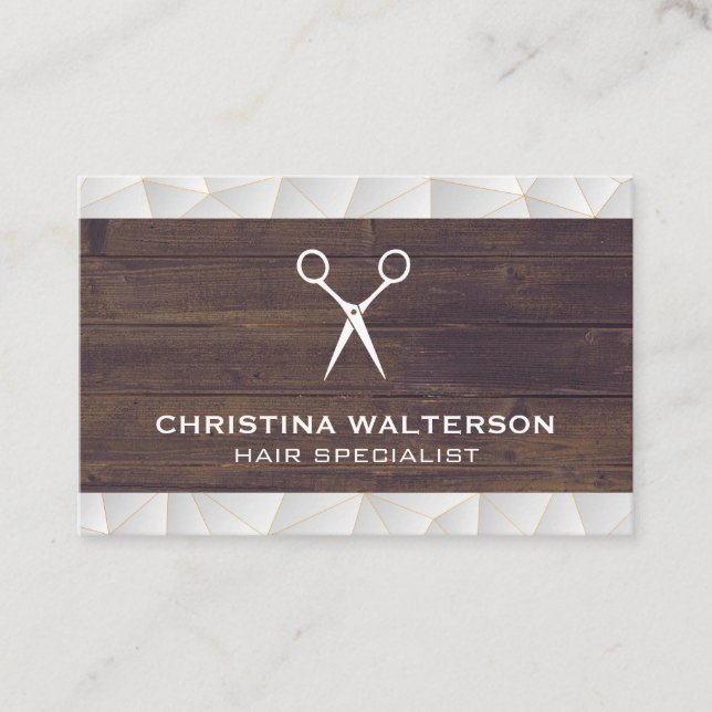 Schere | Holz | Moderne Geometrie Visitenkarte (Vorderseite)