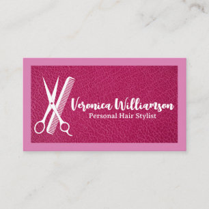 Schere Kamm Friseur-Logo Leder Visitenkarte