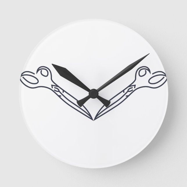 Schere-Kontur Runde Wanduhr (Vorderseite)