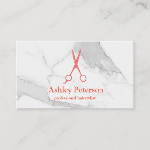 Schere-Logohairstylist-Marmor u. Rosen-Gold Visitenkarte