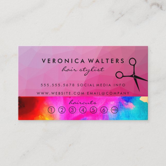 Schere | Loyalität | Farbiger Hintergrund Treuekarte (Vorderseite)