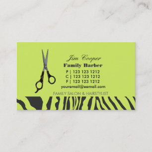 Schere mit Barber Sharp Zebra Streifen Muster Visitenkarte