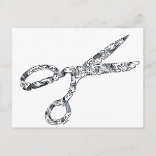 Schere mit Haarschnitten Postkarte