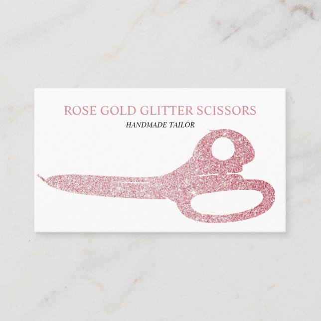 Schere Rose Gold Rosa Sparkle Visitenkarte (Vorderseite)