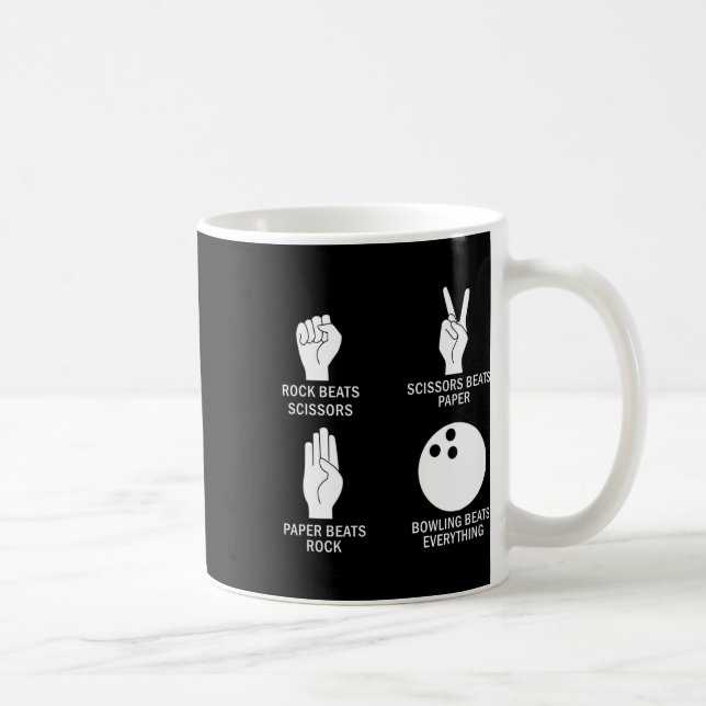 Schere, Stein, Papier Bowling schlägt alles Bowle Kaffeetasse (Rechts)
