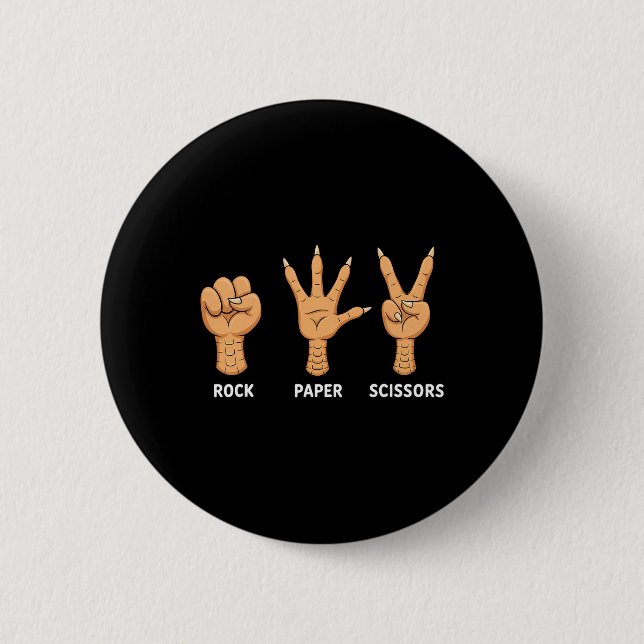 Schere, Stein, Papier Handspiel Vogelklaue Lustig  Button (Vorderseite)