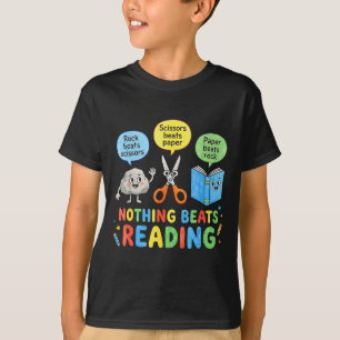 Schere, Stein, Papier nichts schlägt lustiges Lese T-Shirt