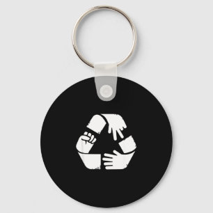 Schere, Stein, Papier Recycling-Symbol lustige Han Schlüsselanhänger