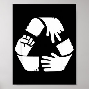 Schere Stein Papier Recycling-Symbol lustige Hand Poster