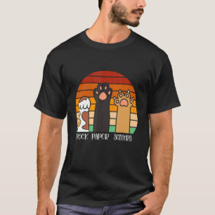 Schere Stein Papier Spiel Katzenliebhaber Tierpfot T-Shirt