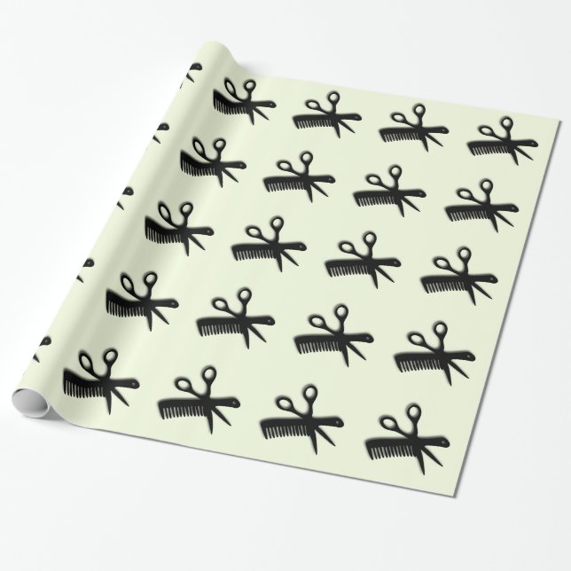 Schere und Comb Green Geschenkpapier (Ungerollt)