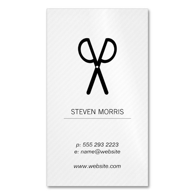 Scheren/Streifen (grau) Magnetische Visitenkarte (Vorderseite Vertikal)