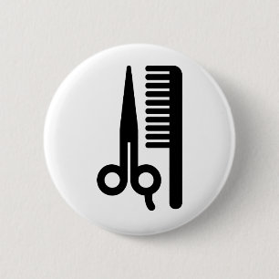 Scheren und Kamm Button