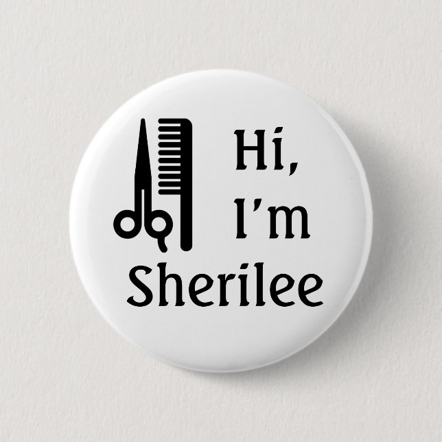 Scheren und Kamm Button (Vorderseite)