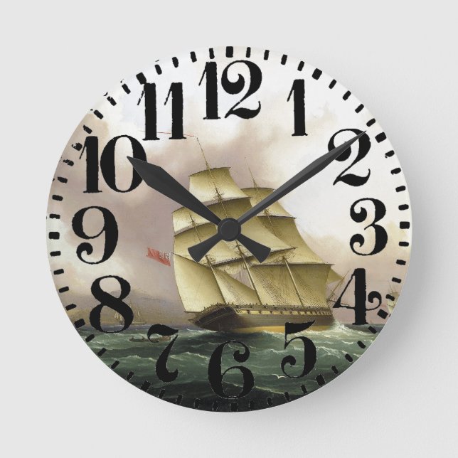 Scherer-Schiff Buttersworth Ozean-Damm-Uhr Runde Wanduhr (Vorderseite)