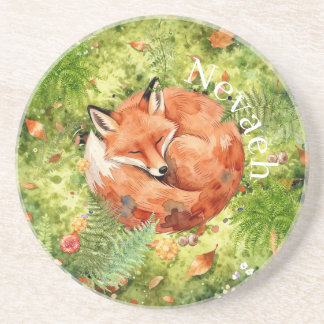 Scherlafuchs | Waldillustration, Getränkeuntersetzer