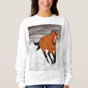 Scherzendes Wildleder-Pferd im Schnee Sweatshirt