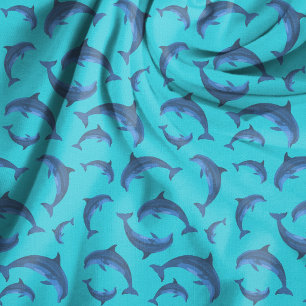 Scherzhafte Delfine Aqua Navy Blaues Muster Stoff