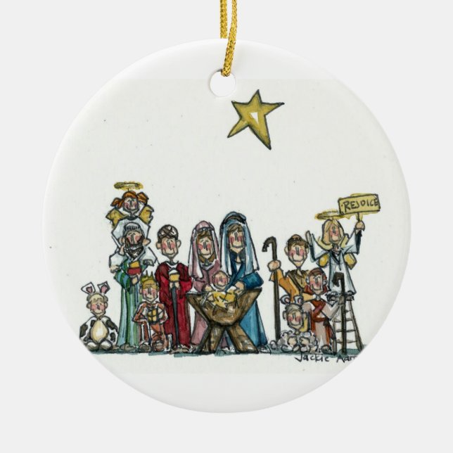 scherzt Geburt Christisszene Keramik Ornament (Vorne)