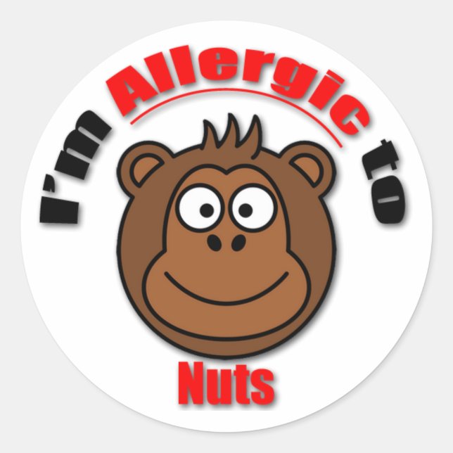 Scherzt Nussallergieaufkleber (mehr in Runder Aufkleber (Vorderseite)