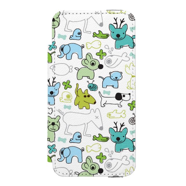 scherzt Tierhintergrundmuster Incipio iPhone Geldbeutel-Hülle (Folio Vorderseite)