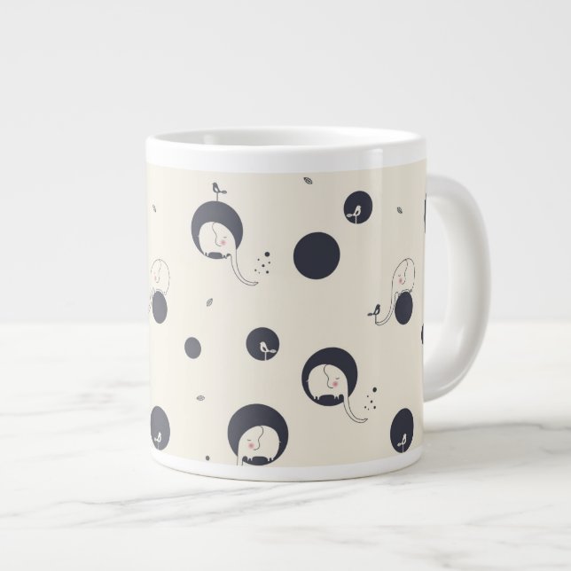 Scheuer Elefant-Muster Jumbo-Tasse (Vorderseite Rechts)