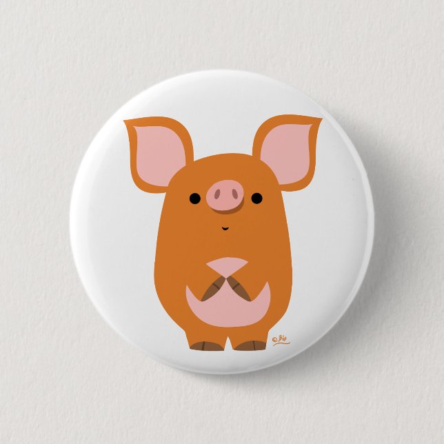 Scheues Cartoon-Schwein Knopf Abzeichen Button (Vorderseite)
