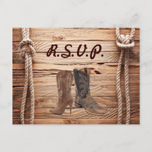 Scheune Cowboy Boots Western Land Hochzeit uAwg Einladungspostkarte