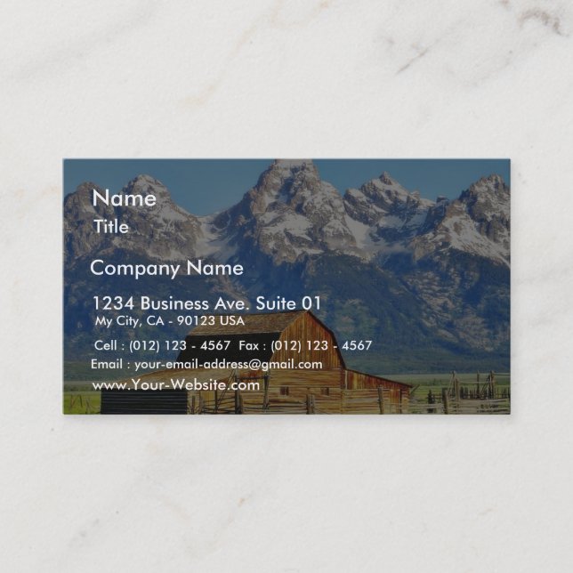 Scheunen großartige Tetons Berge Visitenkarte (Vorderseite)