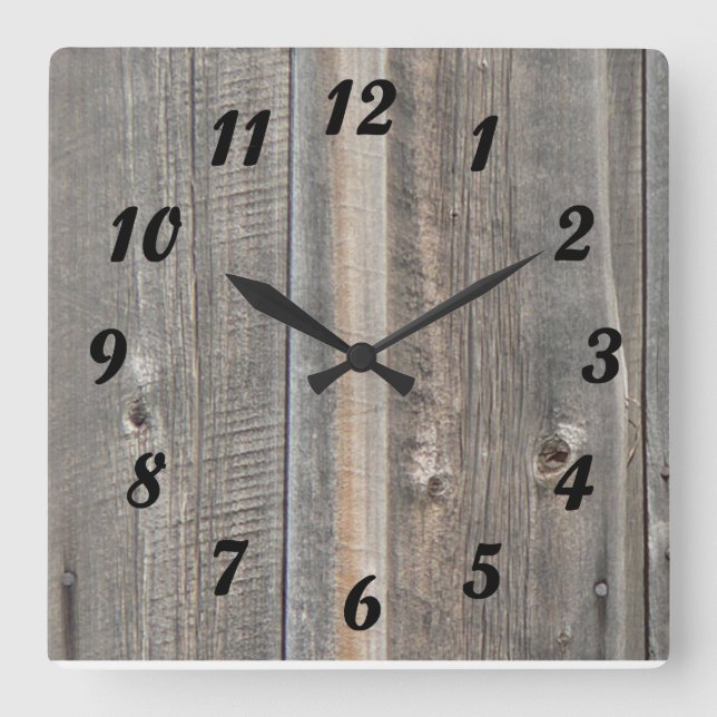 Scheunen-hölzerne Blick-Uhr Quadratische Wanduhr (Vorderseite)