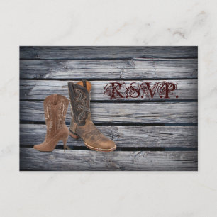 Scheunen-hölzerne Western-Cowboyhochzeit RSVP Karte