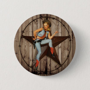 Scheunen-hölzernes Texas-Stern-Westernland Cowgir Button