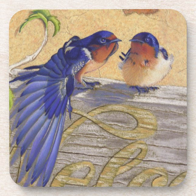 Scheunen-Schwalben, Drosseln Untersetzer (Vorderseite)